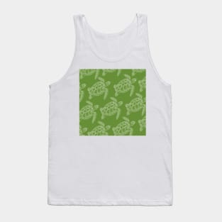 turtle aloha print pattern hawaii green and white Tank Top